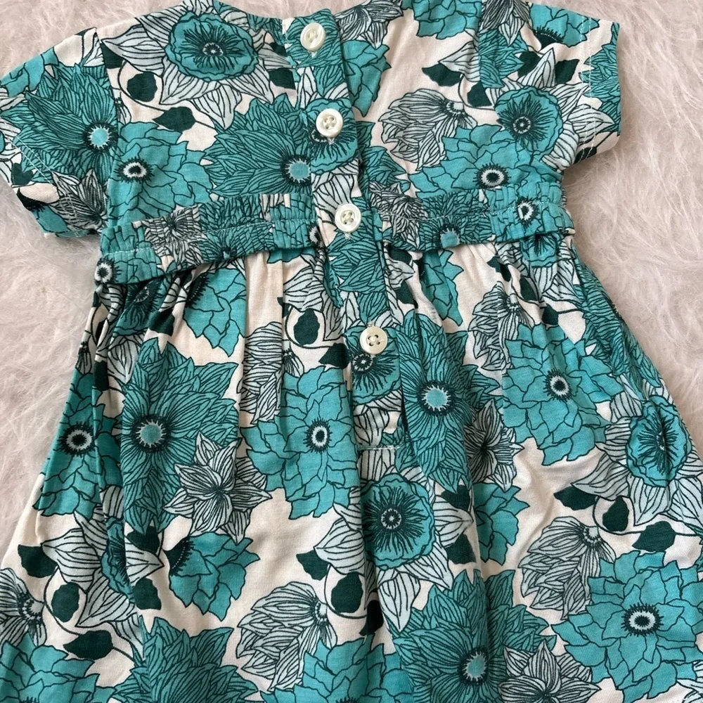 Kate Quinn Teal Retro Mod Floral Baby Dress